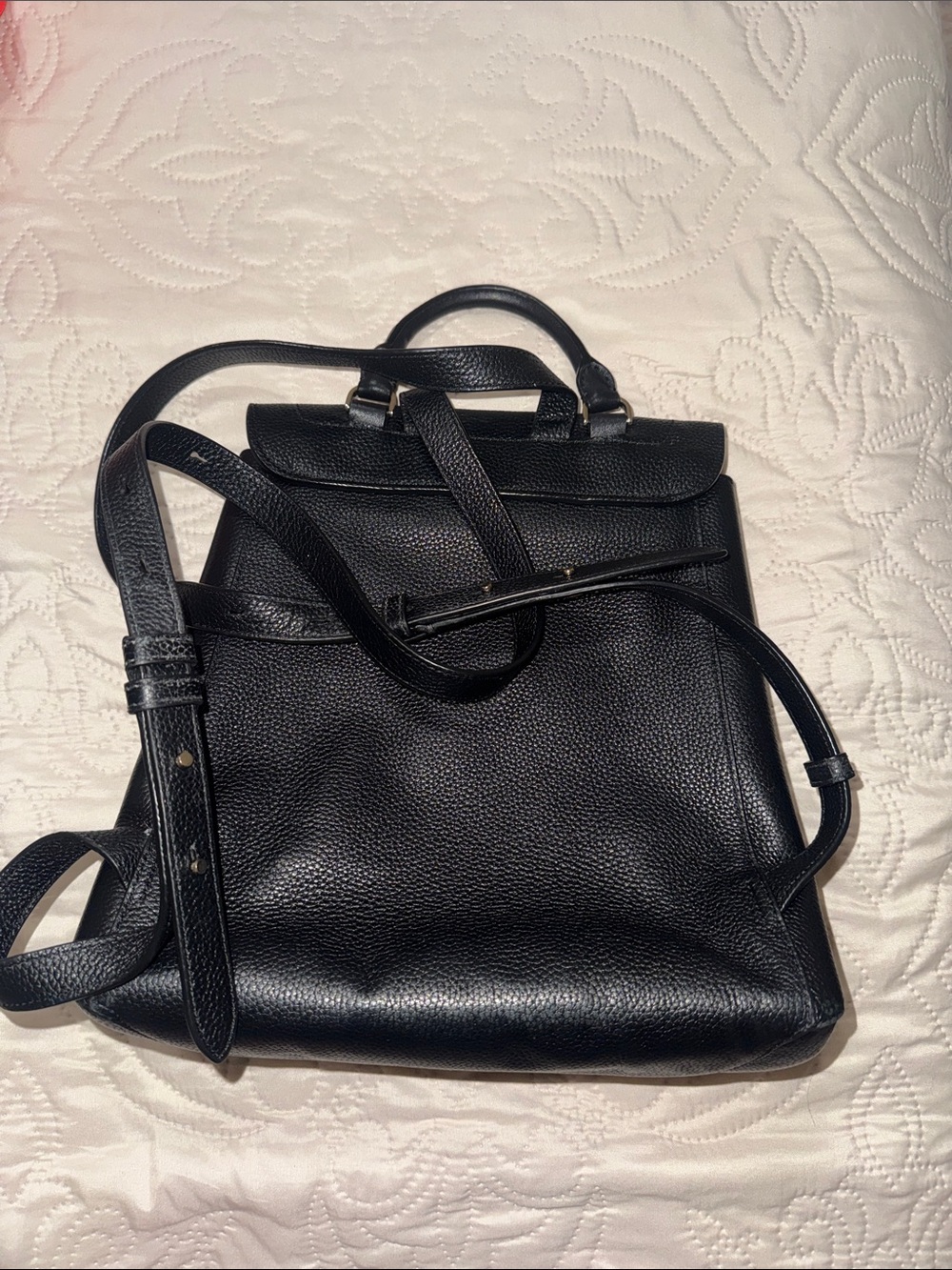 kate spade Black Pebbled Leather Flap Backpack with Gold Hardware - Picture 4 of 8